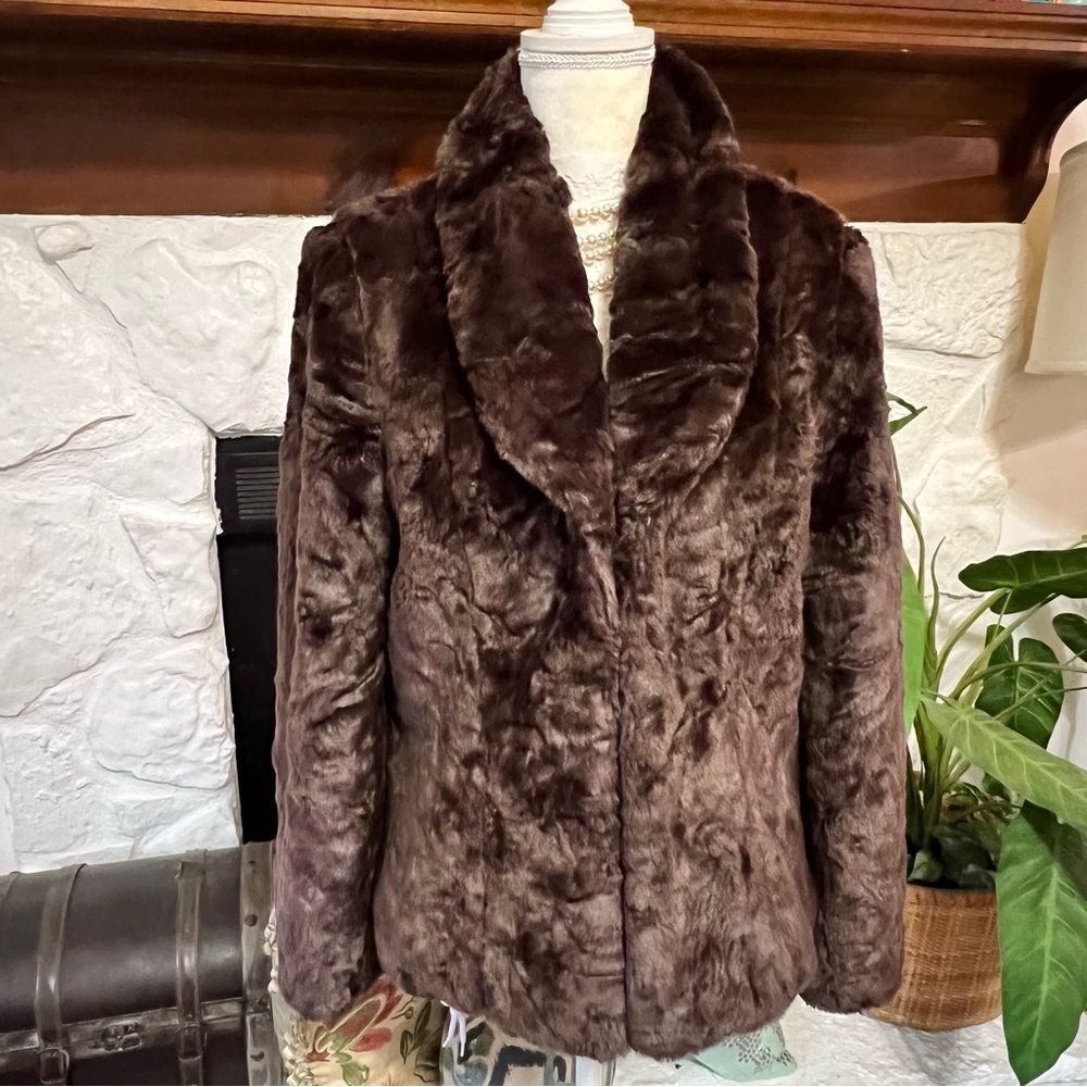 Style & Company Faux Fur Teddy Bear Jacket Chocolate Brown Women’s Size M